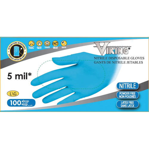 Gants jetables 34600, Petit, Nitrile, 5 mils, Sans poudre, Bleu Rideout Tool & Machine Inc.