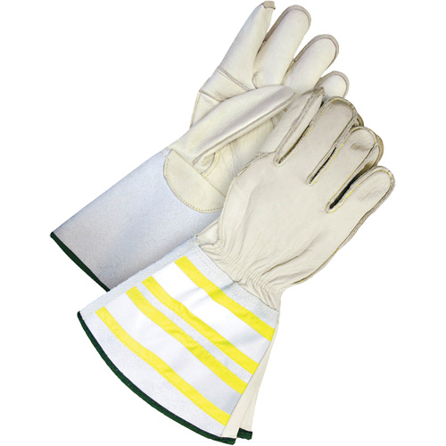 Gants utilitaires haute visibilit&eacute; avec manchette de 6,25", Moyen, Paume en Cuir fleur de vache Rideout Tool & Machine Inc.
