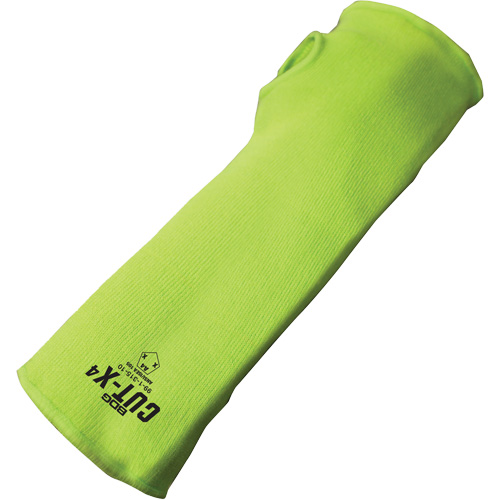 Manchette r&eacute;sistante &agrave; la coupe avec ouverture pour le pouce Cut-X, Fibre de verre/Poly&eacute;thyl&egrave;ne, 14", ASTM ANSI niveau A4, Lime haute visibilit&eacute; Rideout Tool & Machine Inc.