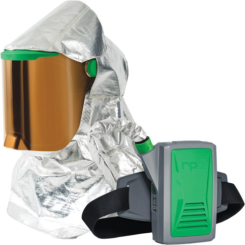 Respirateur &agrave; chaleur radiante Z-Link avec souffleur & montage &agrave; la ceinture, Respirateur &agrave; masque/Capuchon & visi&egrave;re, Pile Lithium-ion Rideout Tool & Machine Inc.