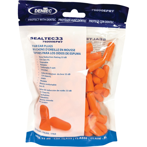SEALTEC33 Orange Disposable Foam Earplugs, Bulk - Polybag Rideout Tool & Machine Inc.