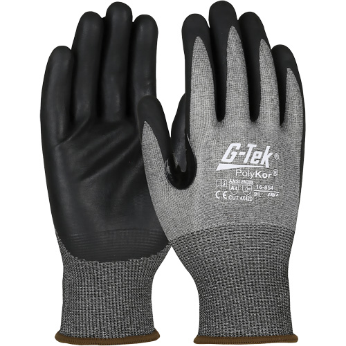Gants r&eacute;sistant &agrave; la coupe G-Tek avec capacit&eacute; pour &eacute;cran tactile, Taille 2T-Grand, Calibre 18, Rev&ecirc;tement Mousse de nitrile, Enveloppe en PolyKor, ASTM ANSI niveau A4/EN 388 niveau D Rideout Tool & Machine Inc.