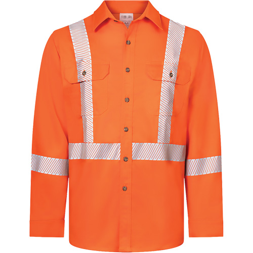 Chemise de travail haute visibilit&eacute; &agrave; bandes segment&eacute;es 7 oz de luxe Avenger, Style 652, Hommes, 4T-Grand (grande taille), Orange Rideout Tool & Machine Inc.