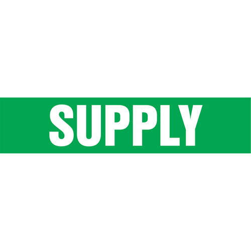 "Supply" Pipe Markers, Self-Adhesive, 4" H x 24" W, White on Green Rideout Tool & Machine Inc.