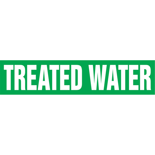 "Treated Water" Pipe Markers, Self-Adhesive, 2-1/2" H x 12" W, White on Green Rideout Tool & Machine Inc.