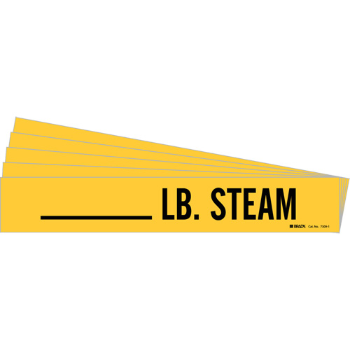 Marqueurs de tuyau LB. Steam, Autocollant, 2-1/4" h x 2-3/4" la, Noir sur jaune Rideout Tool & Machine Inc.