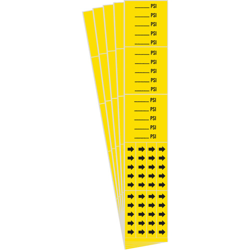 Marqueurs de tuyau PSI, Autocollant, 2-1/4" h x 2-3/4" la, Noir sur jaune Rideout Tool & Machine Inc.