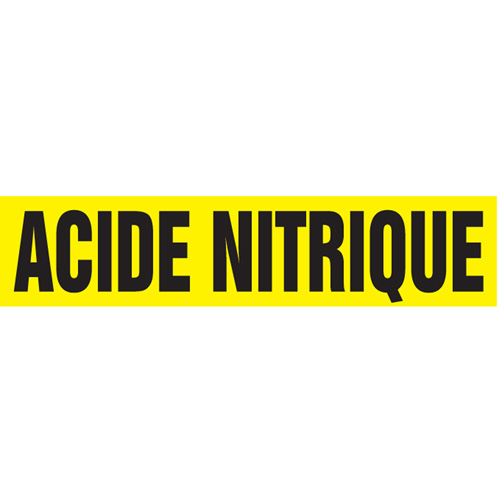 "Acide Nitrique" Pipe Markers, Self-Adhesive, 2-1/2" H x 12" W, Black on Yellow Rideout Tool & Machine Inc.