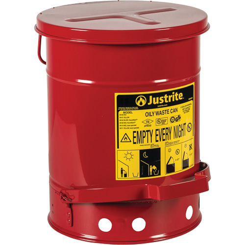 Contenants pour d&eacute;chets huileux, Homologu&eacute; FM/List&eacute; UL, 6 gal. US, Rouge Rideout Tool & Machine Inc.