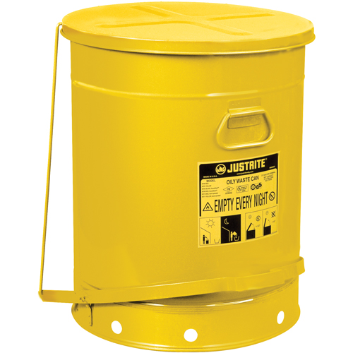 Oily Waste Cans, FM Approved/UL Listed, 21 US gal., Yellow Rideout Tool & Machine Inc.