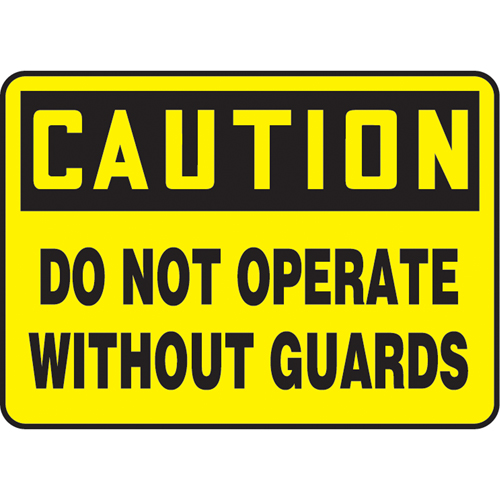 Enseigne  Do Not Operate Without Guards , 10" x 14", Vinyle, Anglais Rideout Tool & Machine Inc.