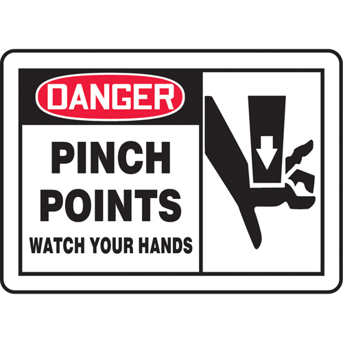 Enseigne  Pinch Points , 7" x 10", Plastique, Anglais avec pictogramme Rideout Tool & Machine Inc.
