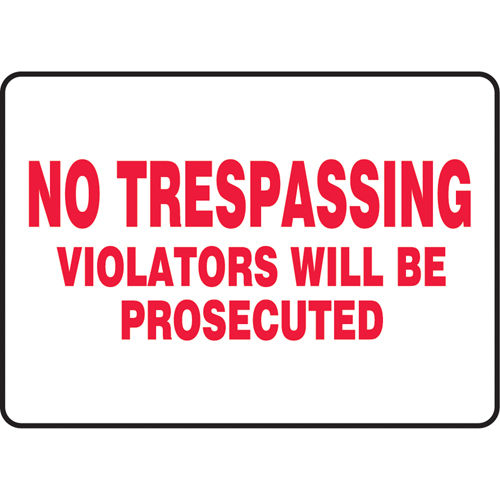 "No Trespassing" Sign, 10" x 14", Vinyl, English Rideout Tool & Machine Inc.