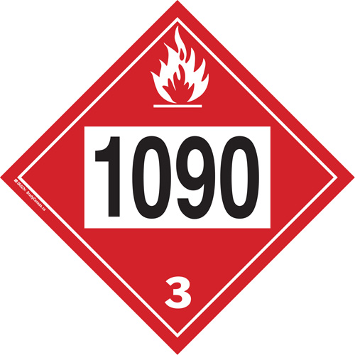 Plaque-&eacute;tiquette TMD 1090 pour liquide inflammable ac&eacute;tone, Plastique Rideout Tool & Machine Inc.