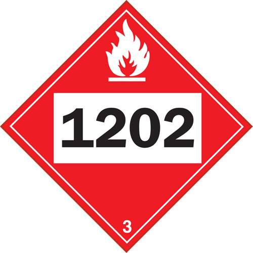 Plaque-&eacute;tiquette TMD 1202 pour liquide inflammable huile combustible, Vinyle adh&eacute;sif Rideout Tool & Machine Inc.