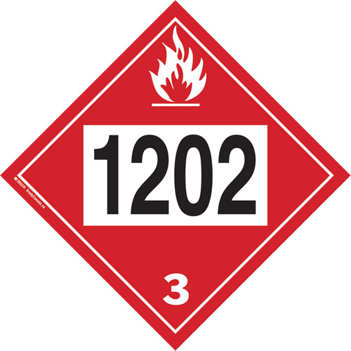 Plaque-&eacute;tiquette TMD 1202 pour liquide inflammable huile combustible, Plastique Rideout Tool & Machine Inc.
