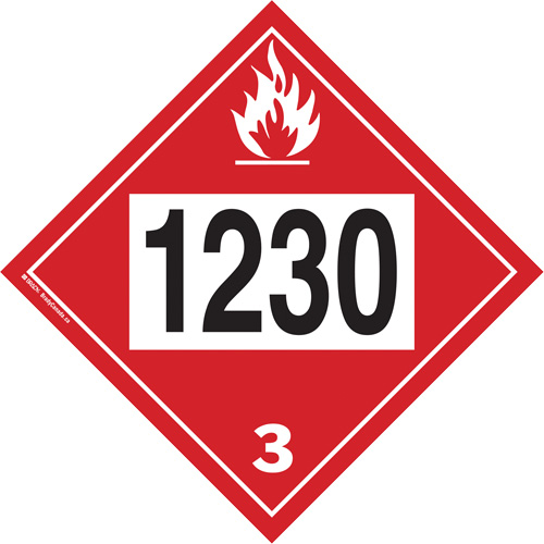 Plaque-&eacute;tiquette TMD 1230 pour m&eacute;thanol, Plastique Rideout Tool & Machine Inc.