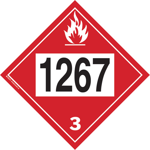 1267 Petroleum Crude Oil Flammable Liquid TDG Placard, Adhesive Vinyl Rideout Tool & Machine Inc.
