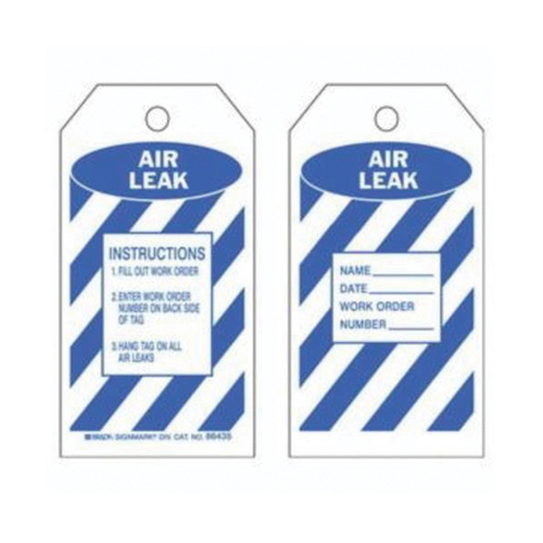 "Air Leak" Inspection Tags, Polyester, 3" W x 5-3/4" H, English Rideout Tool & Machine Inc.