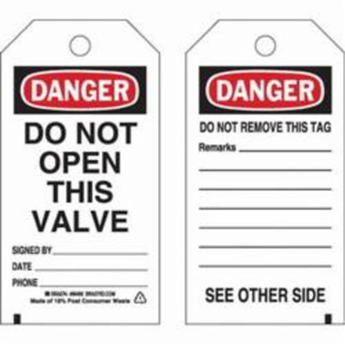 Self-Laminating Safety Tags, Polyester, 3" W x 5-3/4" H, English Rideout Tool & Machine Inc.