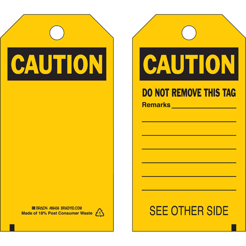 Self-Laminating Safety Tags, Polyester, 4" W x 7" H, English Rideout Tool & Machine Inc.