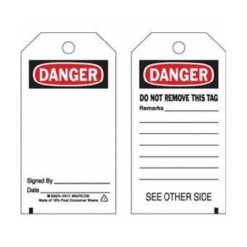 Accident Prevention Tags, Polyester, 3" W x 5-3/4" H, English Rideout Tool & Machine Inc.