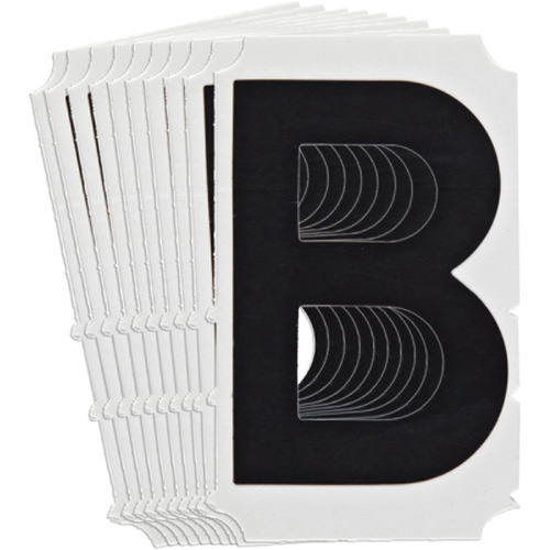 Quick-Align&reg; Individual Gothic Number and Letter Labels, B, 4" H, Black Rideout Tool & Machine Inc.
