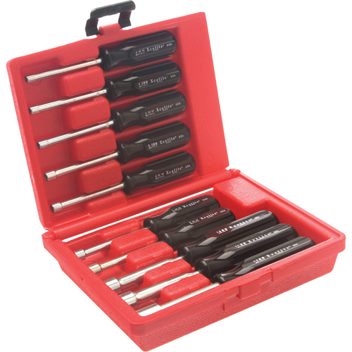 Drilled Shaft Nut Driver Set With Red Plastic Case, 10 Pcs., Metric Rideout Tool & Machine Inc.