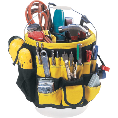 Tool Bucket Organizer, 6" L x 11" W x 12" H, Nylon, Black/Yellow Rideout Tool & Machine Inc.
