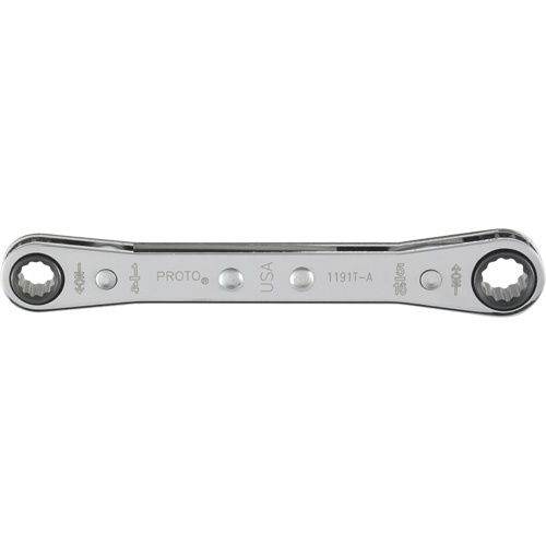 Double Box Ratcheting Wrench, 12 Point, 1/4" x 5/16", Polished Finish Rideout Tool & Machine Inc.
