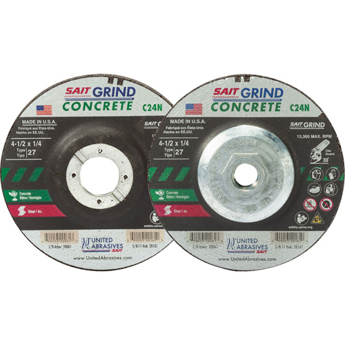 C24N Concrete Grinding Wheel, 9" x 1/4", 7/8" Arbor, Aluminum Oxide, Type 27 Rideout Tool & Machine Inc.