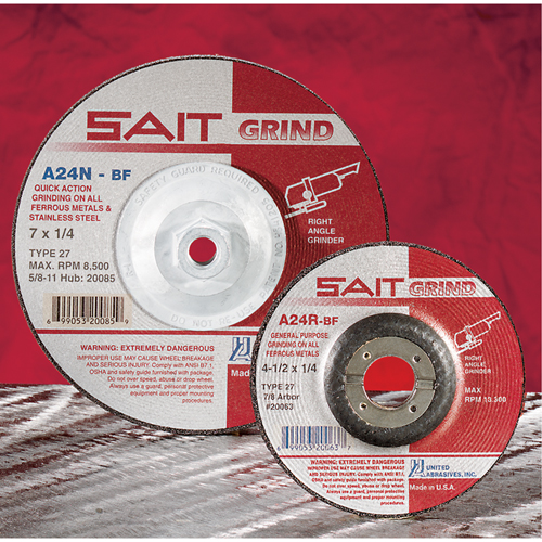 A24N Fast Grinding Wheel, 6" x 1/4", 7/8" Arbor, Aluminum Oxide, Type 27 Rideout Tool & Machine Inc.