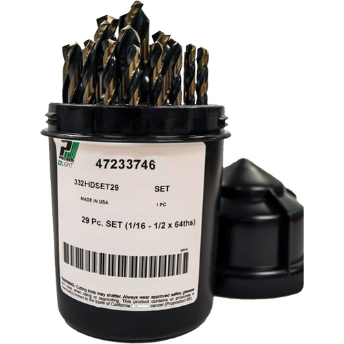 Jeu de forets robustes, 29 morceaux, Acier rapide Rideout Tool & Machine Inc.