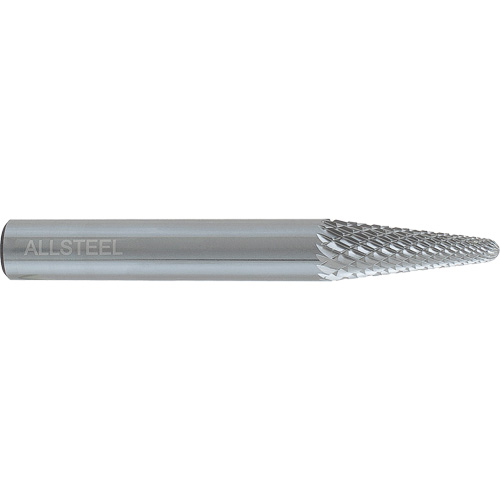 AllSteel Cone Shape Carbide Burr, SL-3, 3/8" Dia., 1/4" Shank, 1-1/16" Depth of Cut Rideout Tool & Machine Inc.
