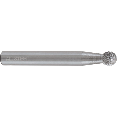 AllSteel Ball Shape Carbide Burr, SD-1, 1/4" Dia., 1/4" Shank, 7/32" Depth of Cut Rideout Tool & Machine Inc.