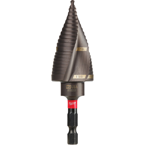 #9 Shockwave Impact Duty Step Drill Bit, 7/8" - 1-1/8" , 1/4" Increments, Titanium Rideout Tool & Machine Inc.