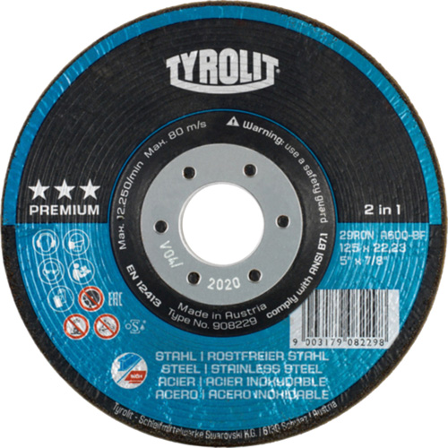 Meule &agrave; moyeu d&eacute;port&eacute; Rondeller, 4-1/2", 36 Grain, 7/8", 13 300 Tr/min, Type 29 Rideout Tool & Machine Inc.