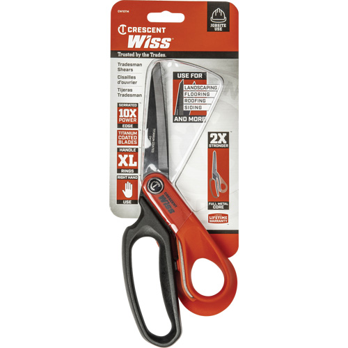 Cisailles robustes &agrave; rev&ecirc;tement en titane pour ouvriers professionnels, 10", Poign&eacute;e Anneaux Rideout Tool & Machine Inc.