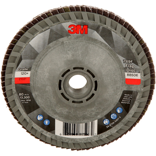 Disque &agrave; lamelles &agrave; changement rapide 769F, 4-1/2" x 5/8"-11, Type 29, Grain 120+, C&eacute;ramique Rideout Tool & Machine Inc.
