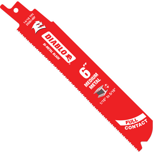 Medium Metal Reciprocating Saw Blade, Bi-Metal, 14-18 TPI, 6" L x 1" W Rideout Tool & Machine Inc.