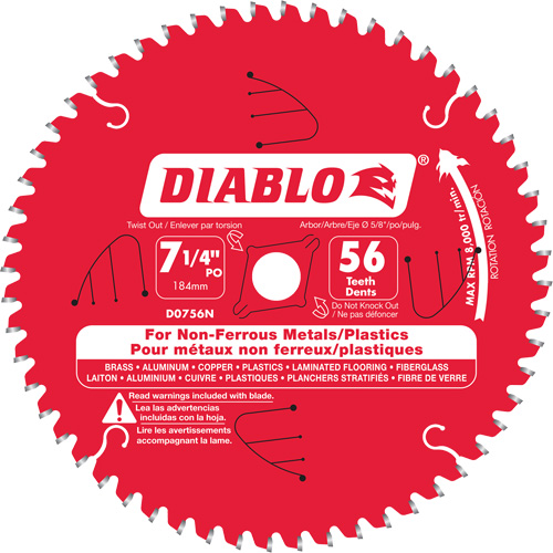 Aluminum Cutting Saw Blade, 7-1/4", 56 Teeth, Non-Ferrous Use Rideout Tool & Machine Inc.