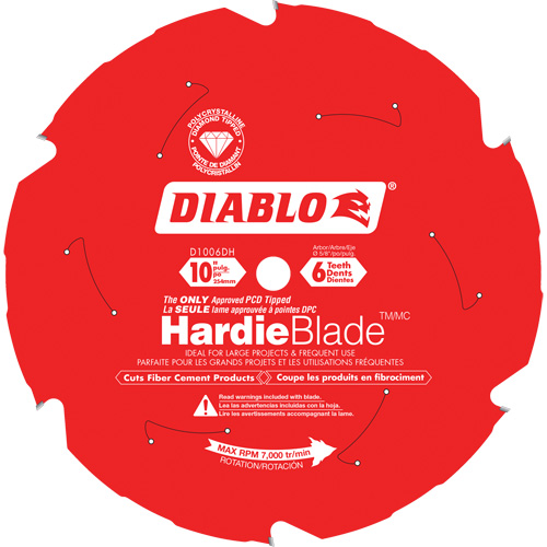 Lame de scie &agrave; d&eacute;couper HardieBlade, 10", 6 dents, Pour B&eacute;ton de fibre Rideout Tool & Machine Inc.