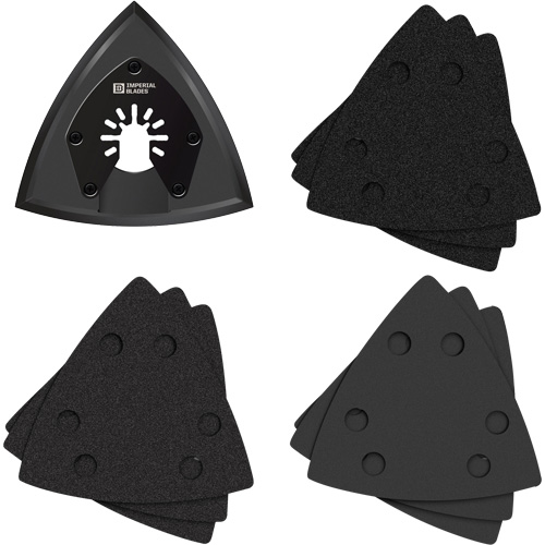 Patin de ponçage triangulaire pour outil oscillant et assortiment de papiers abrasifs One Fit Rideout Tool & Machine Inc.