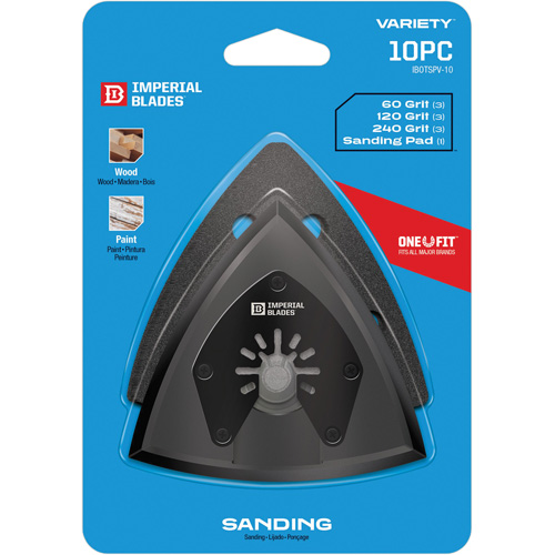 Patin de ponçage triangulaire pour outil oscillant et assortiment de papiers abrasifs One Fit Rideout Tool & Machine Inc.