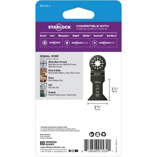 Starlock 1-3/4" Standard Metal Blade Rideout Tool & Machine Inc.