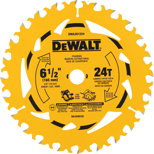 Carbide-Tipped Framing Circular Saw Blade, 6-1/2", 24 Teeth, Wood Use Rideout Tool & Machine Inc.