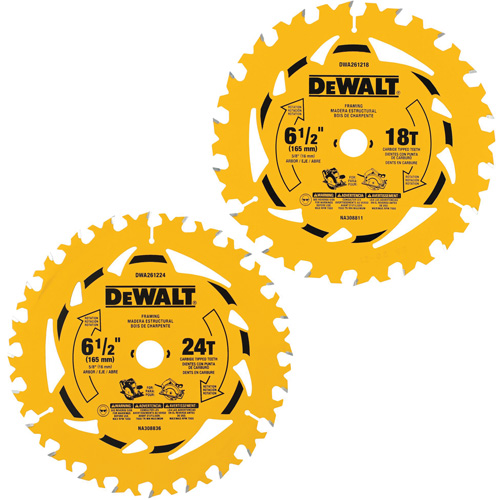 Assortiment de lames de scie circulaire, 6-1/2", 18/24 dents, Pour Bois Rideout Tool & Machine Inc.
