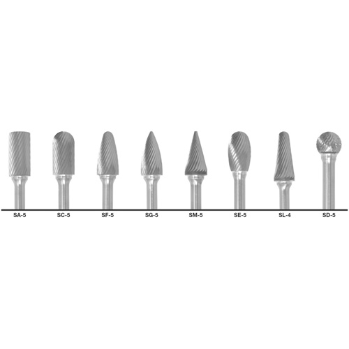 1855 Double Cut Carbide Burr Set, 8 Pieces Rideout Tool & Machine Inc.