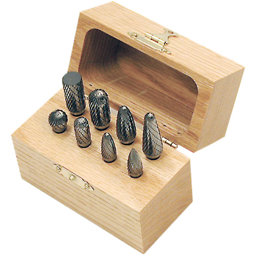 CBK-8 Carbide Bur Set in Wooden Box, 8 Pieces Rideout Tool & Machine Inc.