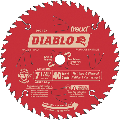 Contractor Saw Blade - Finishing Saw Blades, 7-1/4", 40 Teeth, Wood Use Rideout Tool & Machine Inc.